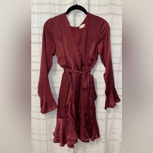 Maroon Long-Sleeve Dress